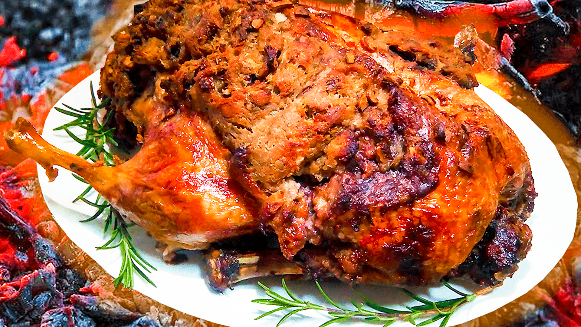 Roasted Stuffed Duck Recipe with Walnut and Apple