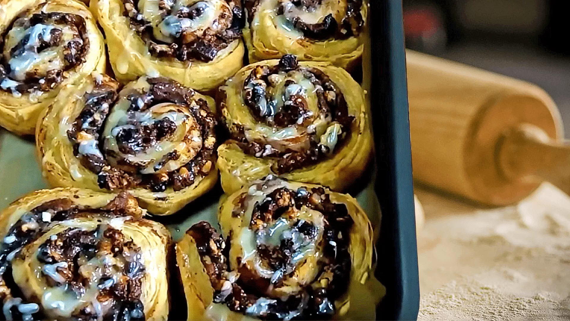 Puff Pastry Walnut Rolls with Chocolate
