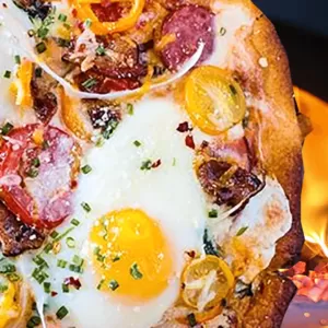 Homemade Sausage Pizza with Eggs