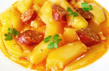 Authentic Hungarian Sausage and Potato Paprikash Recipe in 50 Minutes<span class="rmp-archive-results-widget "><i class=" rmp-icon rmp-icon--ratings rmp-icon--star rmp-icon--full-highlight"></i><i class=" rmp-icon rmp-icon--ratings rmp-icon--star rmp-icon--full-highlight"></i><i class=" rmp-icon rmp-icon--ratings rmp-icon--star rmp-icon--full-highlight"></i><i class=" rmp-icon rmp-icon--ratings rmp-icon--star rmp-icon--full-highlight"></i><i class=" rmp-icon rmp-icon--ratings rmp-icon--star rmp-icon--full-highlight"></i> <span>5 (5)</span></span>