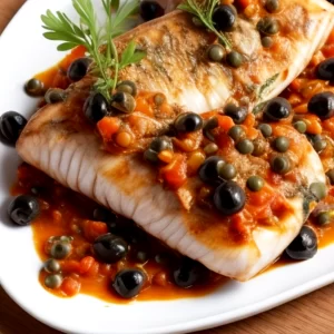 Mackerel in Tomato Sauce with Olives and Capers