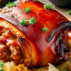 Baked Pork Knuckle with Sauerkraut in the Oven