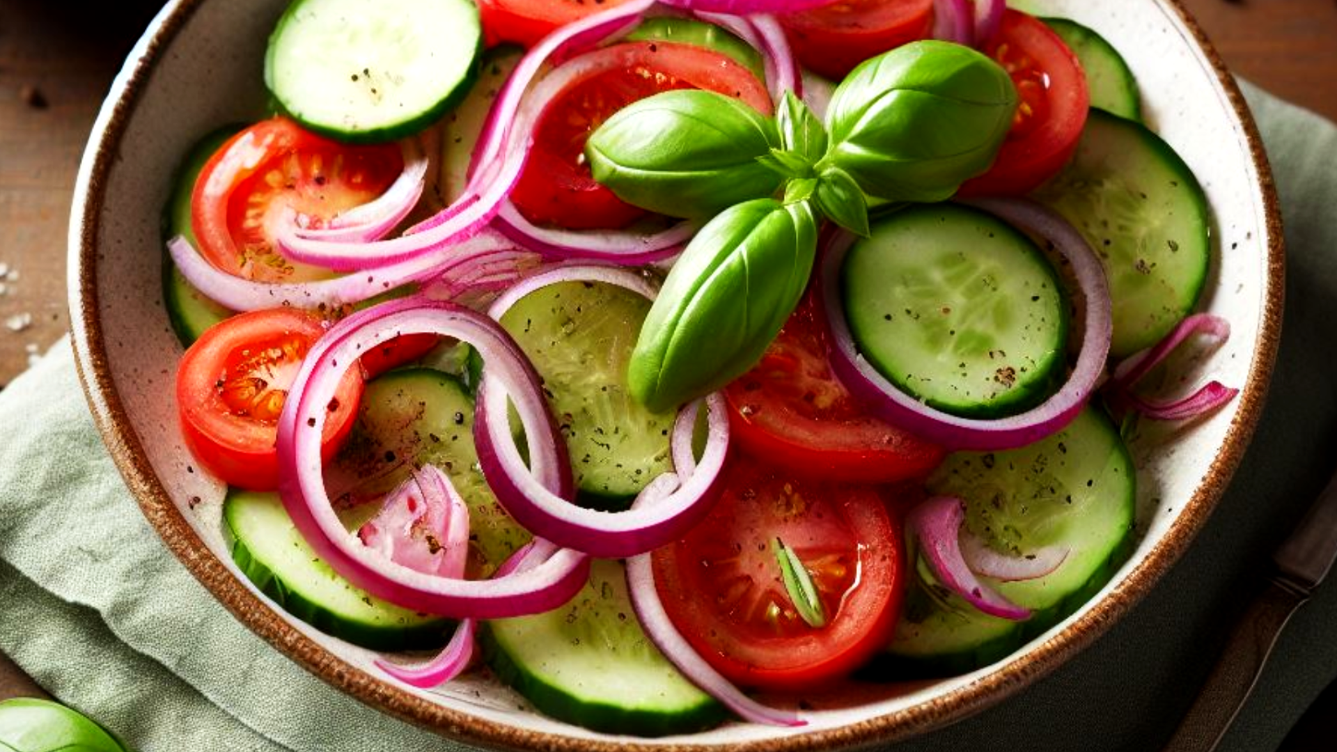Cucumber Tomato Onion Salad Recipe in Vinegar