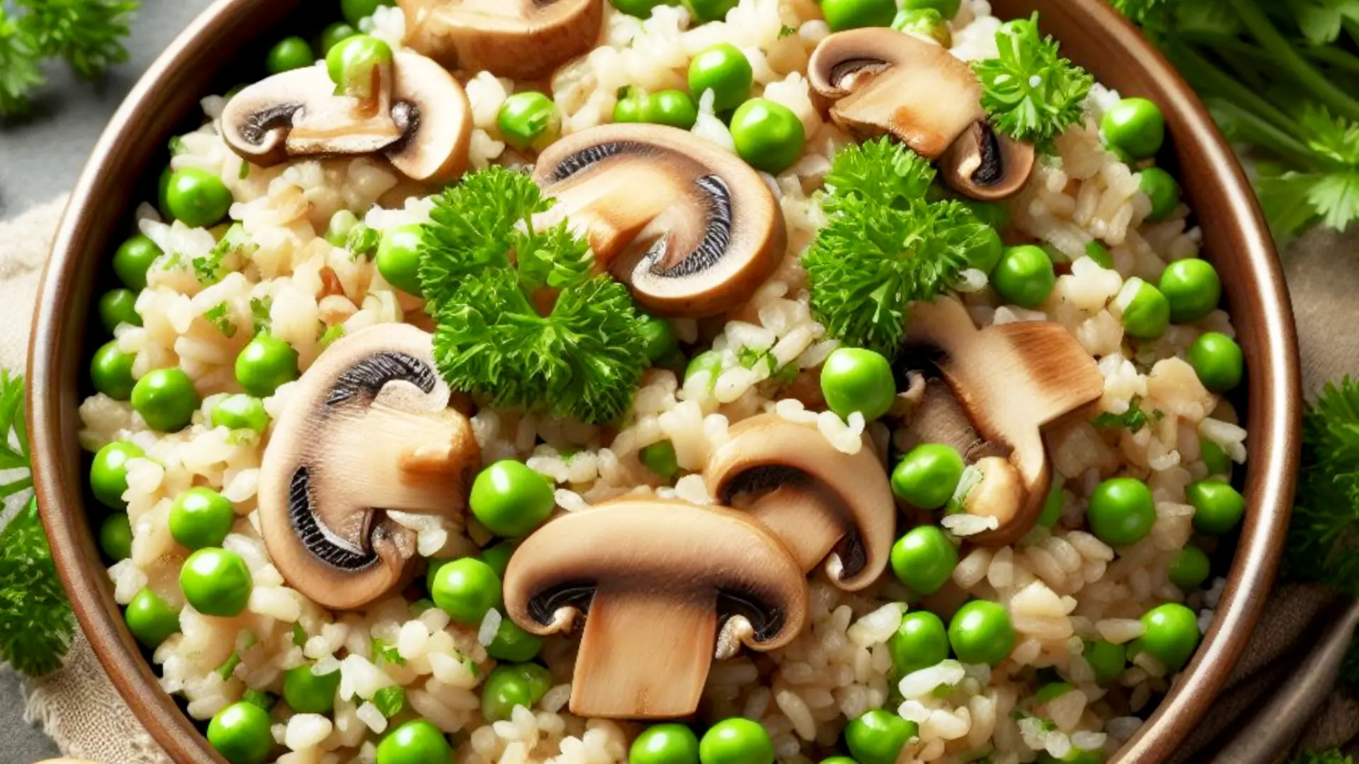 Easy Mushroom Rice Pilaf Recipe with Green Peas 4.7 (10)